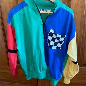 Vintage primary color half zip sweatshirt